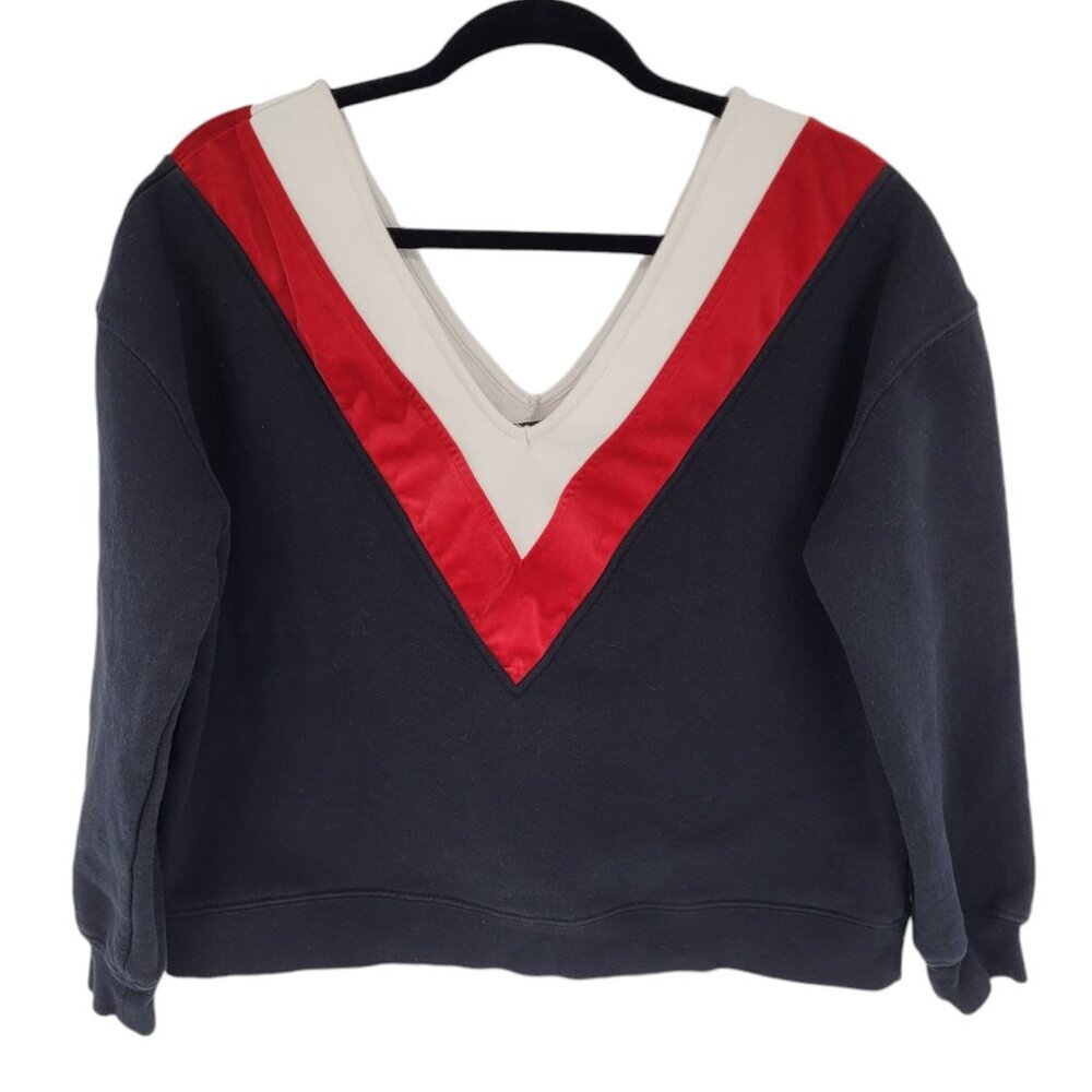 Kendall + kylie chevron double V black red white sweatshirt long sleeve Large